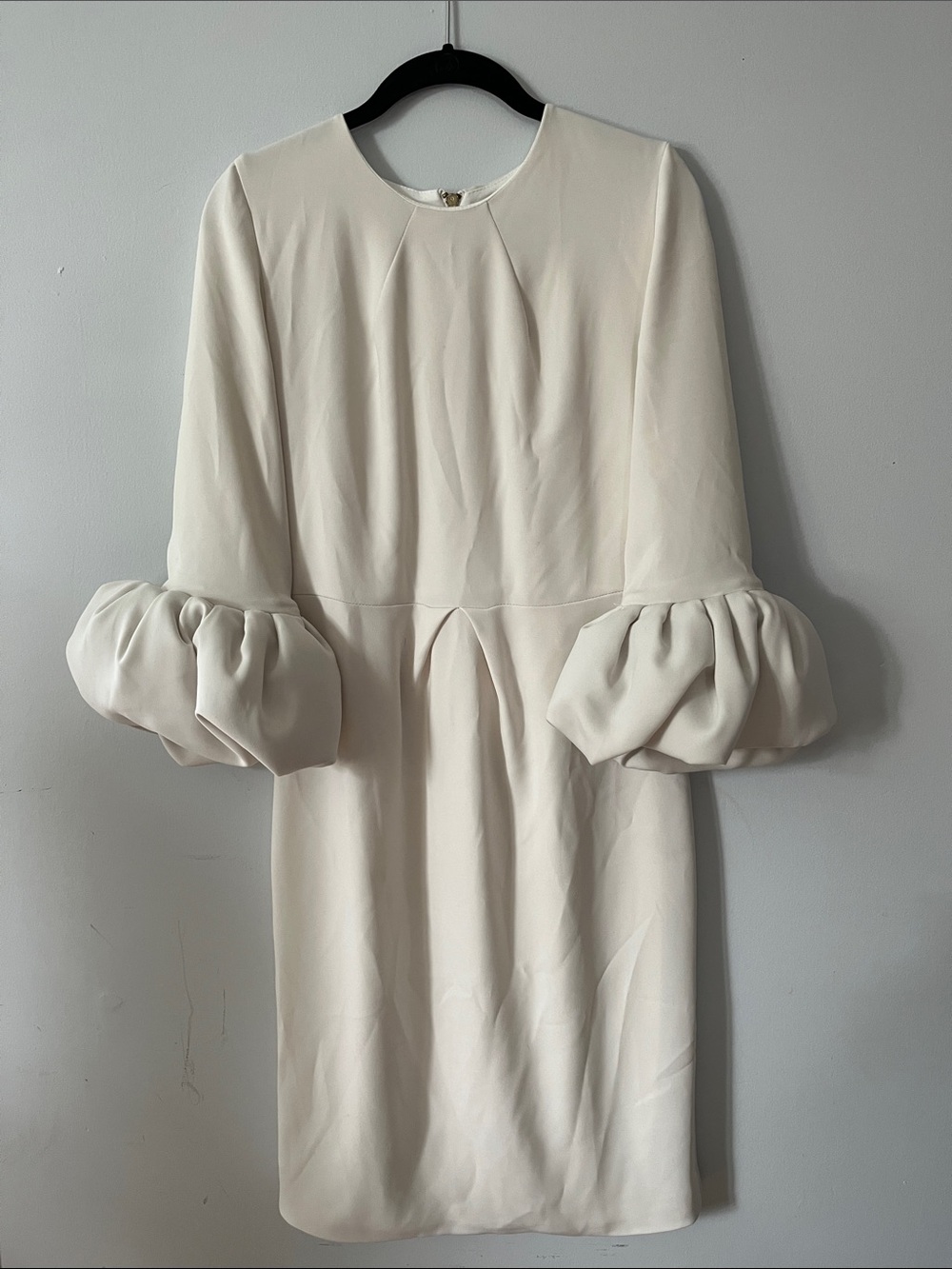 Issue New York Beige Cocktail Puff Sleeve Midi Dress size S
